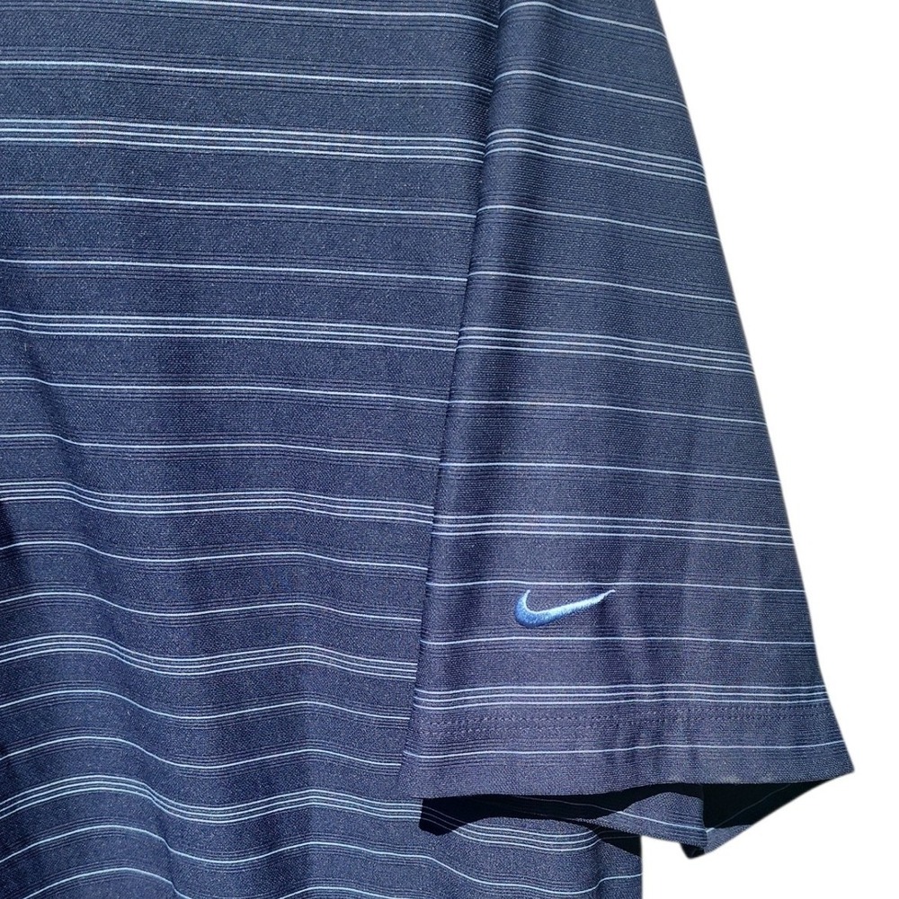 Nike Golf Fit Dry Polo Shirt Mens XL Navy Blue Striped Short Sleeve RN56323 - Picture 3 of 6